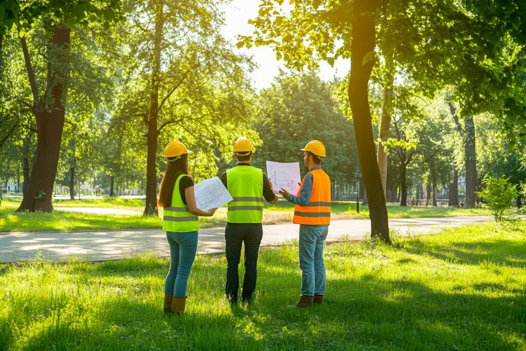 planification pour la création d'une aire de fitness extérieur